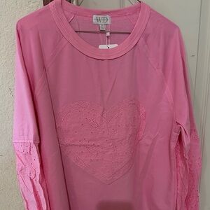 Pink Embroidered Top. Long Sleeve.